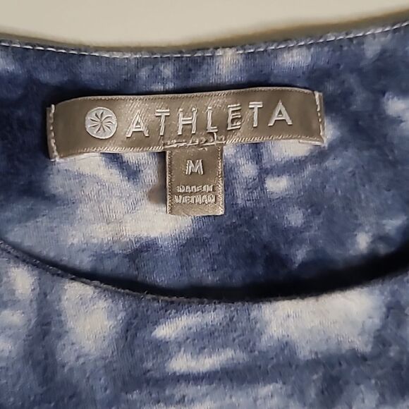 M ATHLETA HIGH NECK SLEEVELESS STRETCH BLUE WHITE ATHLETIC COASTAL DRESS MEDIUM - Picture 6 of 10
